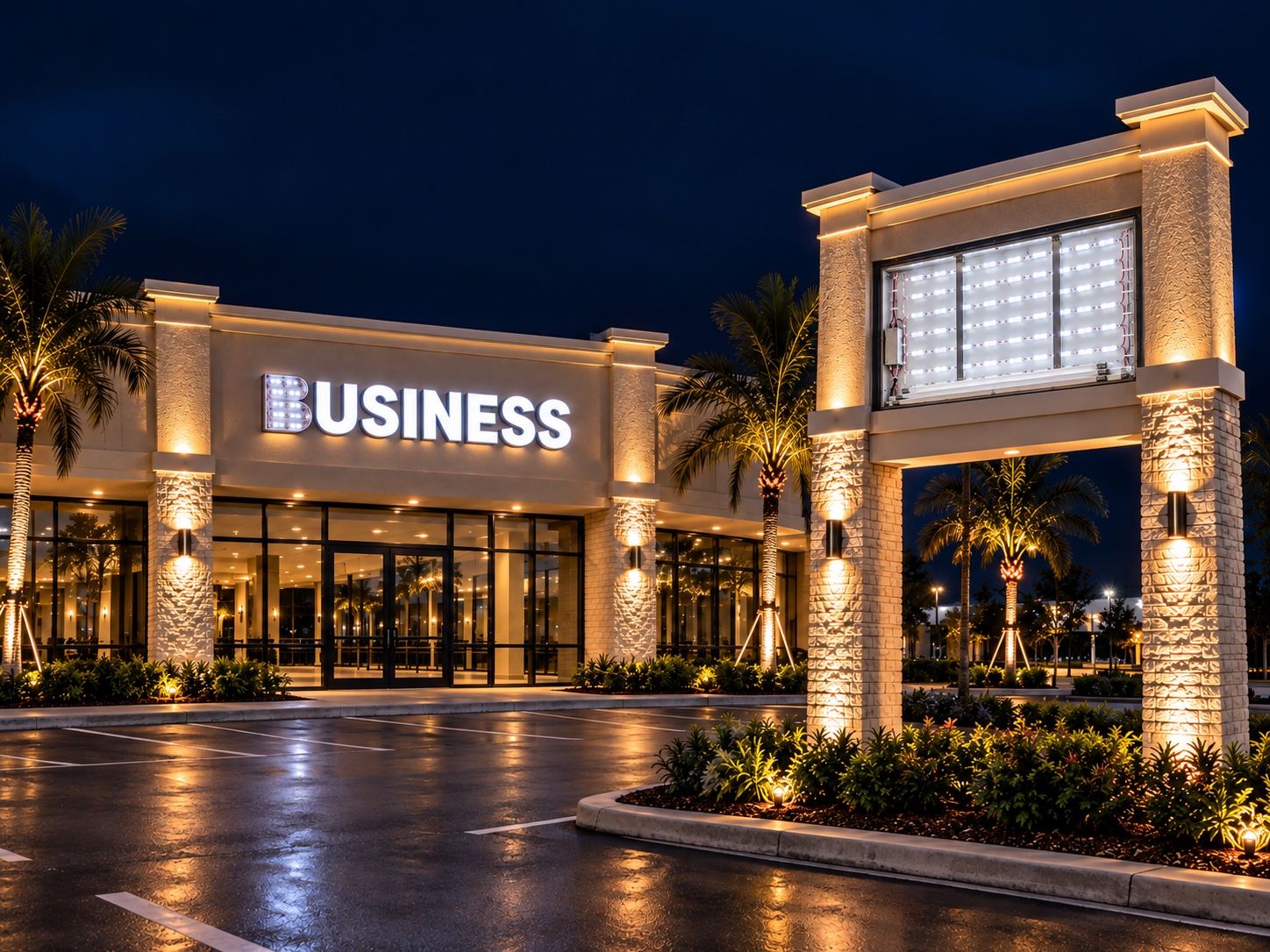 Pylon sign cabinet open with new LED modules installed, Orlando FL
